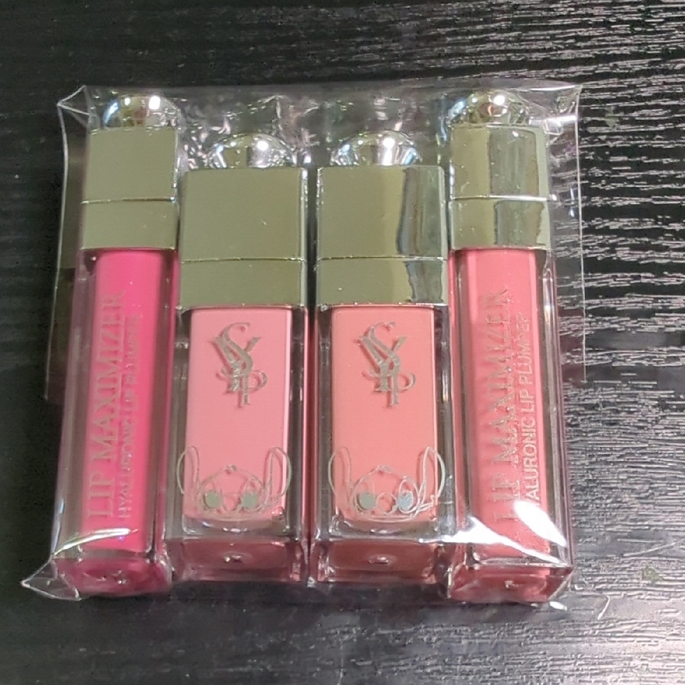 Pink Liquid Lipstick Lip Balm Gloss Set of 4 NEW